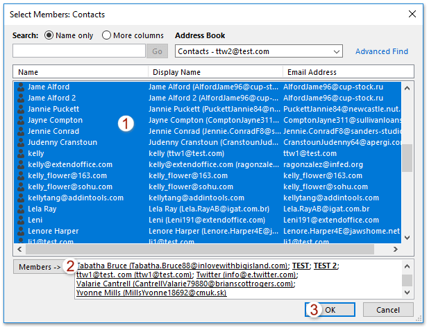 send to 60 email addresses in one email in outlook 2011 for mac