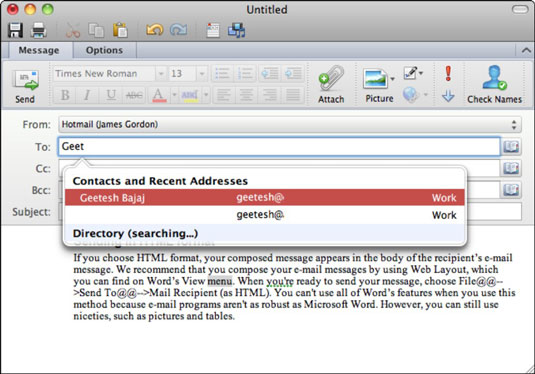 send to 60 email addresses in one email in outlook 2011 for mac